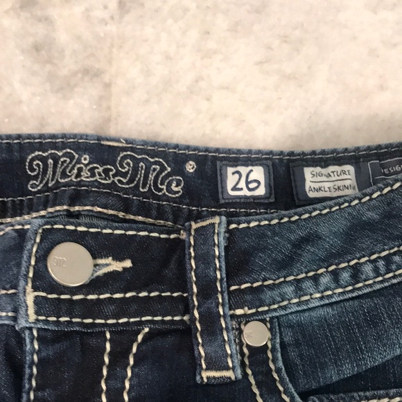 Miss Me Jeans Womens 26 Blue Embroidered Born to Be Boho Ankle Skinny Western - Picture 3 of 12